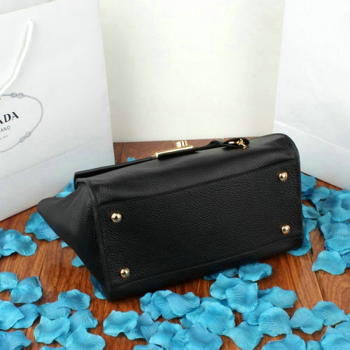 2014 Prada calfskin leather flap bag BN8094 black - Click Image to Close